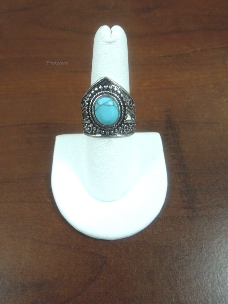 r787 Vintage Sterling Silver Navajo Turquoise Ring Size 8