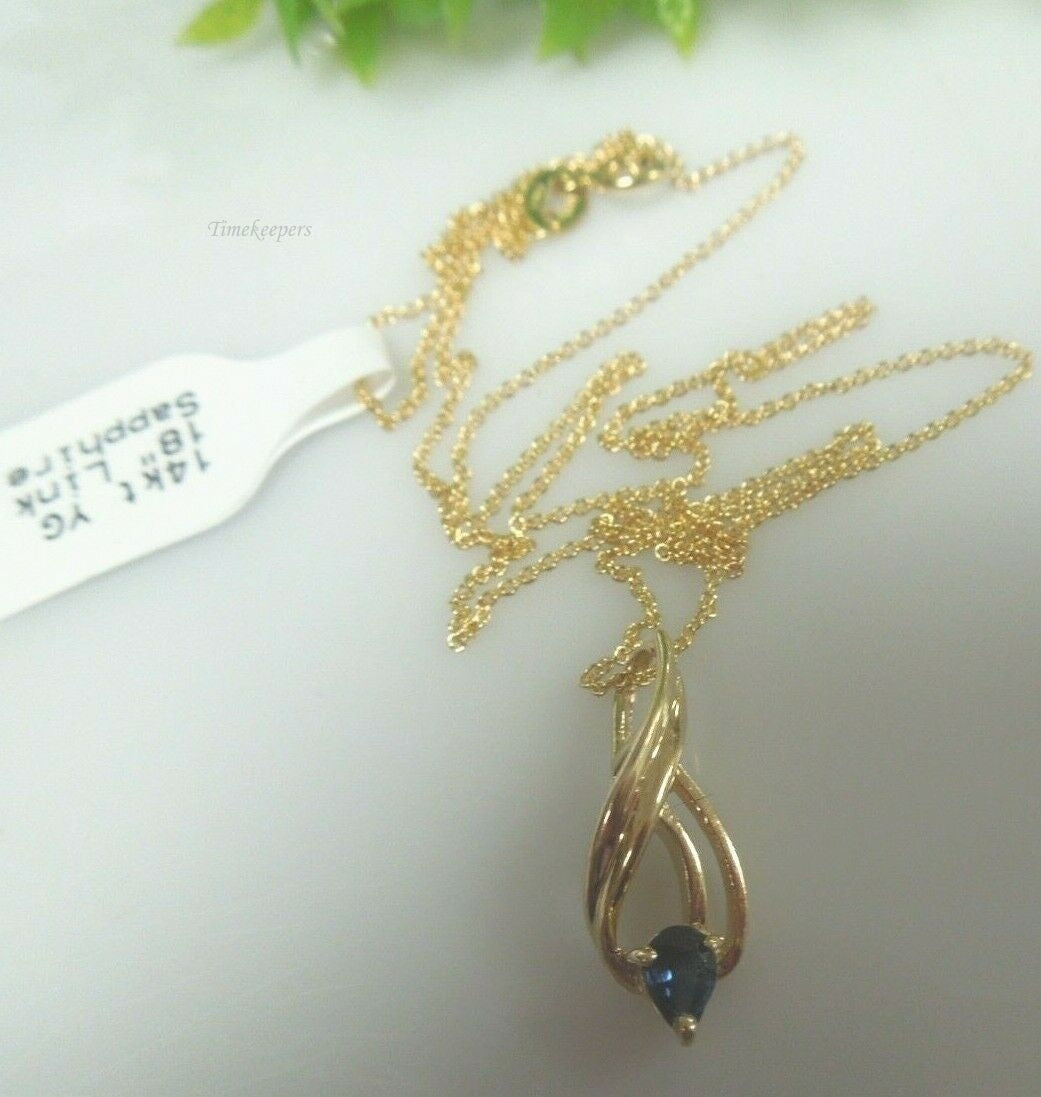 q712 Lovely 14kt Yellow Gold 18" Link Chain with Sapphire Pendant 2.3 g