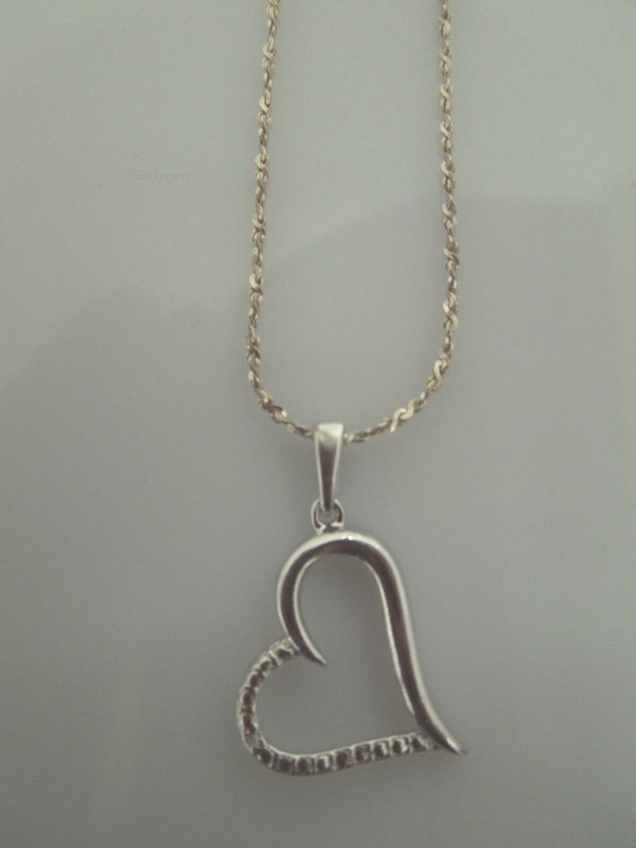 r997 Elegant Sterling Silver Open Heart Pendant Necklace 17"