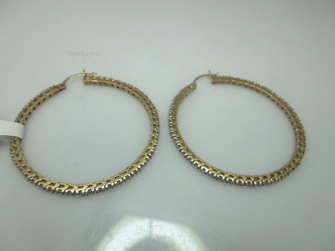 r250 10kt Yellow Gold Diamond .50cts Hoop Earrings Signed 9.7g