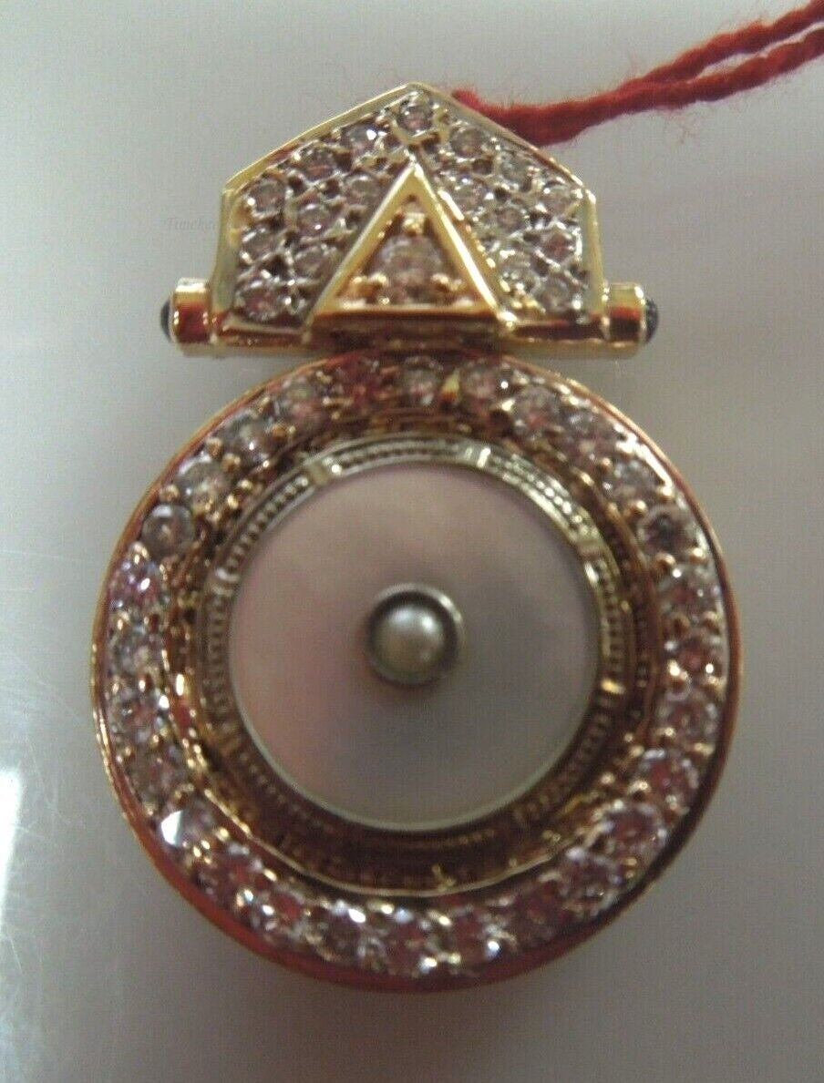 r192 14kt Yellow Gold Mother of Pearl Diamond .83cts Pendant Locket 7.6g