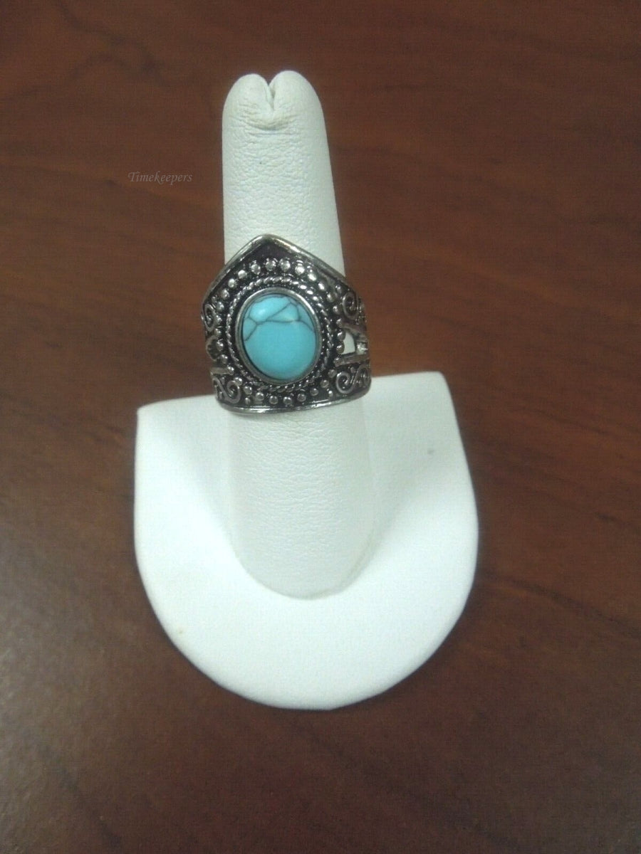 r787 Vintage Sterling Silver Navajo Turquoise Ring Size 8