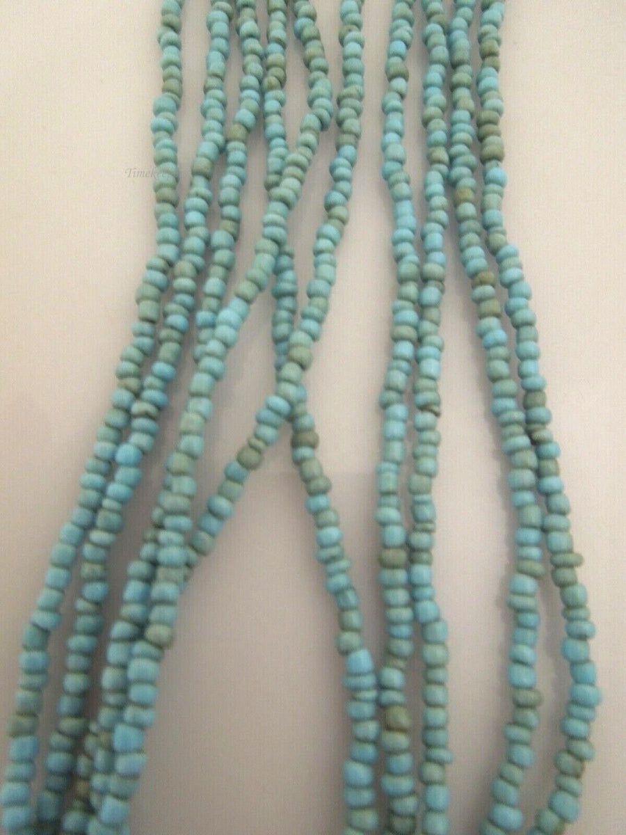 s066 Vintage Handmade Multi Strand Beaded Necklace Shell Pendant 27"