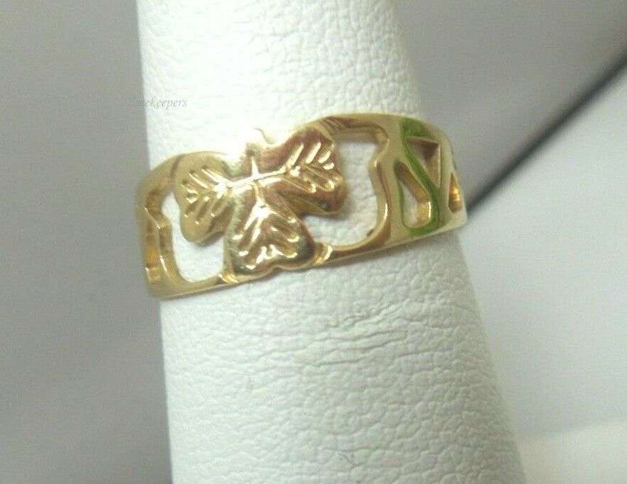 q608 14kt Yellow Gold Shamrock Ring Size 6.25(USA)