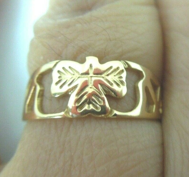 q608 14kt Yellow Gold Shamrock Ring Size 6.25(USA)