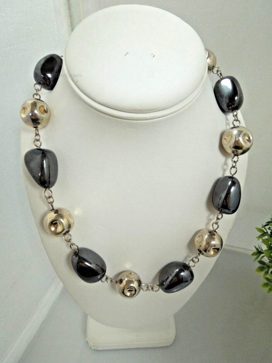 r440 Robert Lee Morris RLM STUDIO Heavy Sterling Silver Hematite Bead Necklace 20" Signed