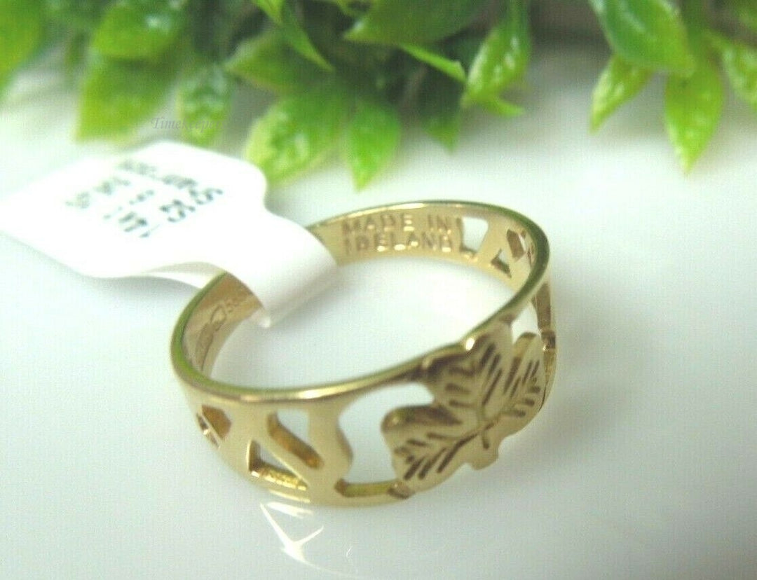 q608 14kt Yellow Gold Shamrock Ring Size 6.25(USA)