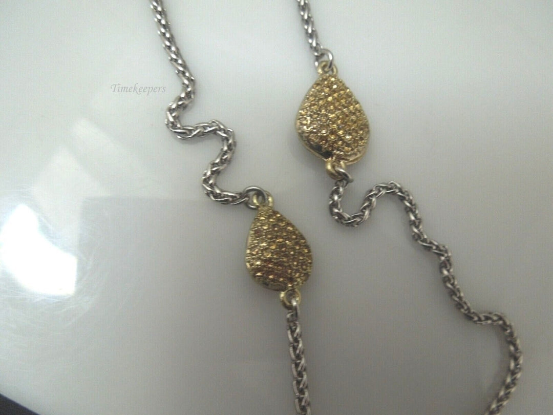 r361 BR Banana Republic necklace Silver Tone Chain Necklace with 6 Golden rhinestones teardrop pendants Necklace European