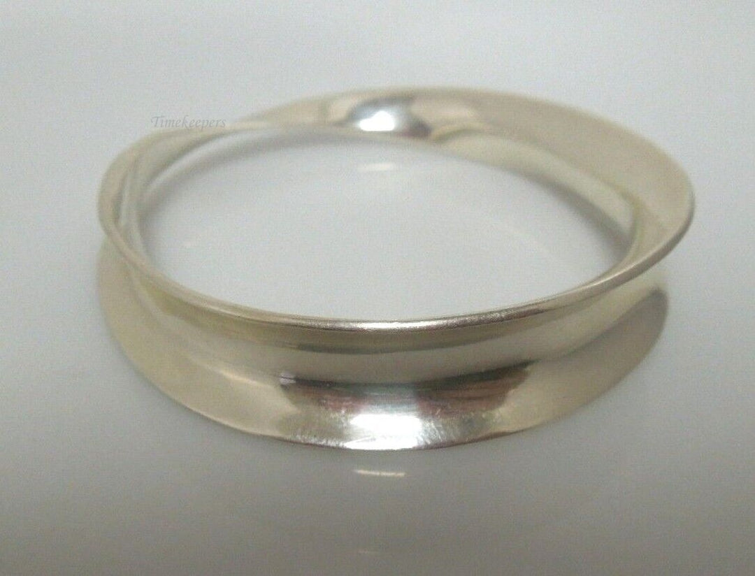 s033 Vintage Sterling Silver Taxco Mexico MODERNIST Twisted Bangle Bracelet,