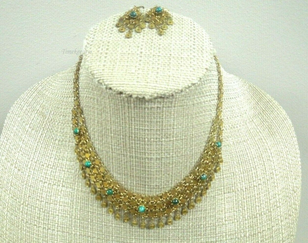 r081 Vintage Traditional Beautiful Gold Filled Necklace Set with Matching earrings