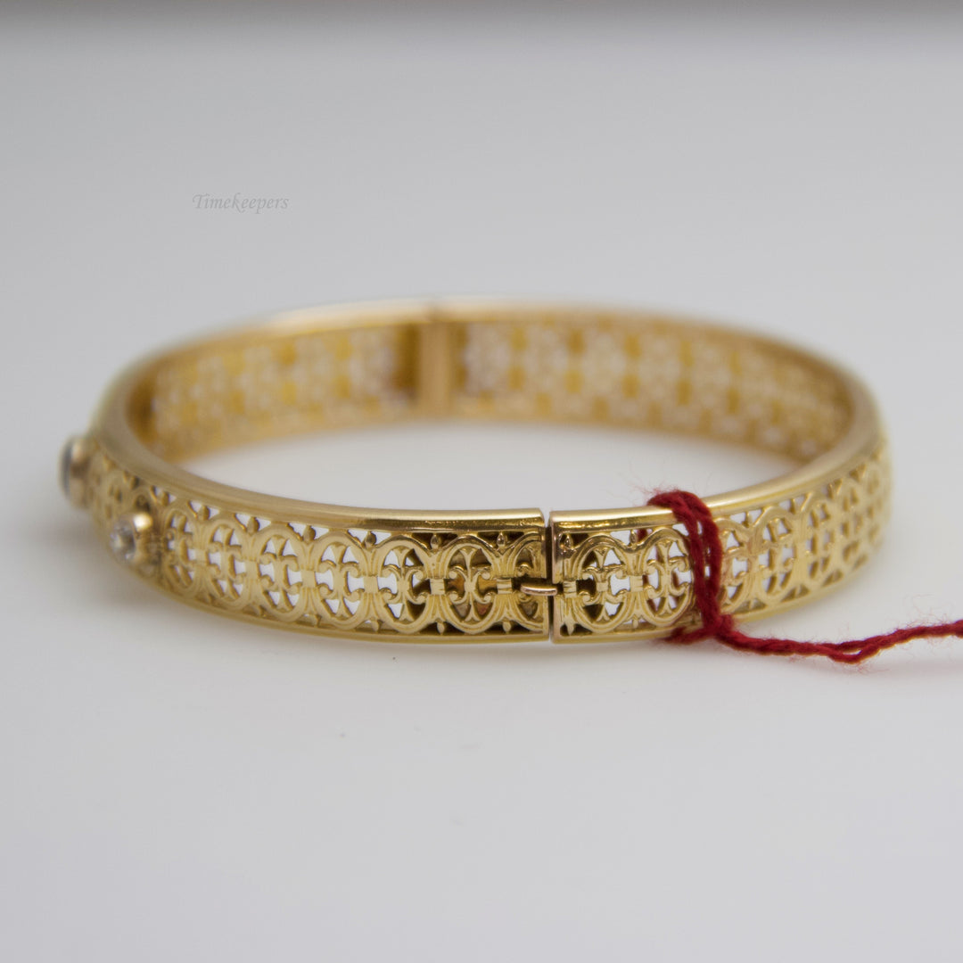 d747 Stunning 14k Yellow Gold Diamond Bangle Bracelet