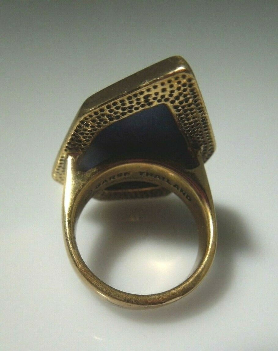 q438 Designer Studio Barse Bronze Blue Textured Ring Size 8.75