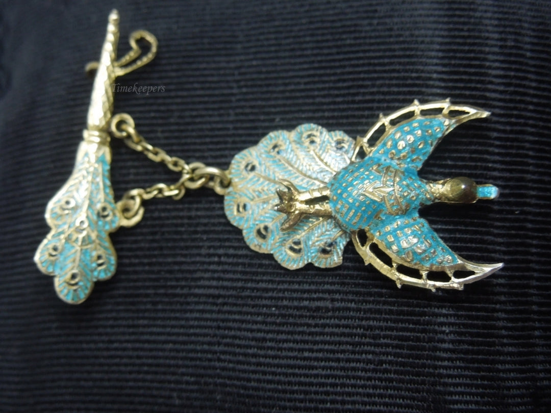 q238 Vintage Sterling Silver Siam Enamel Peacock Pin/Brooch/Charm