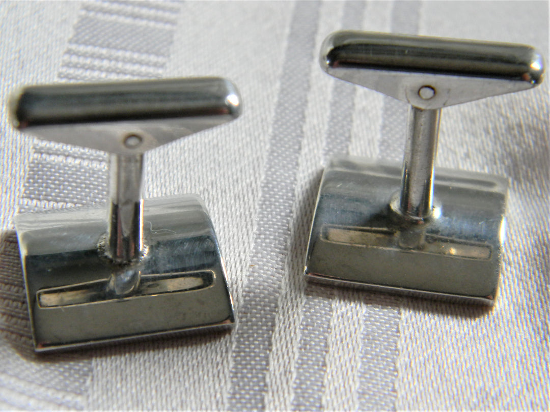 h640 Vintage Handsome Men's Sterling Silver Cuff Links with Initials JWB