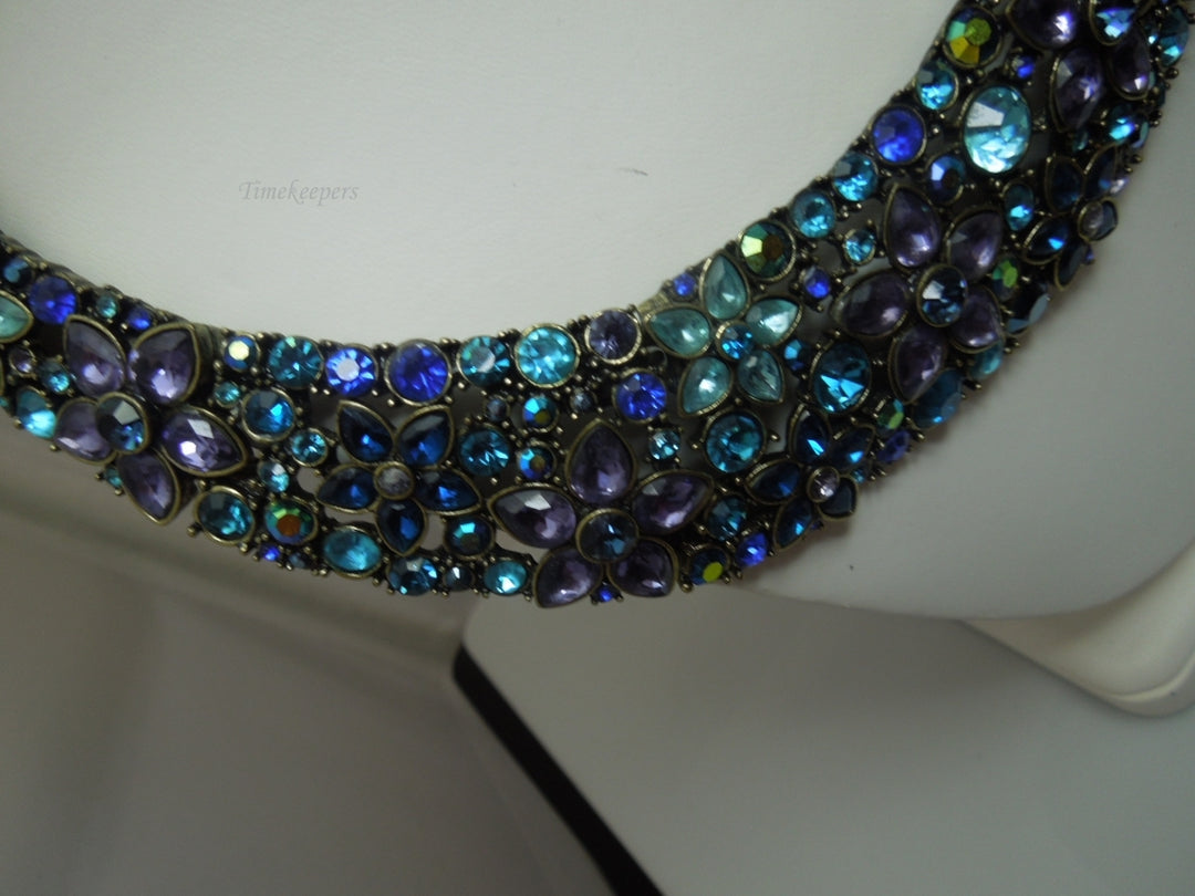 q249 Beautiful Heidi Daus 20" Multi Color Crystal Flower Design Collar Necklace For Women