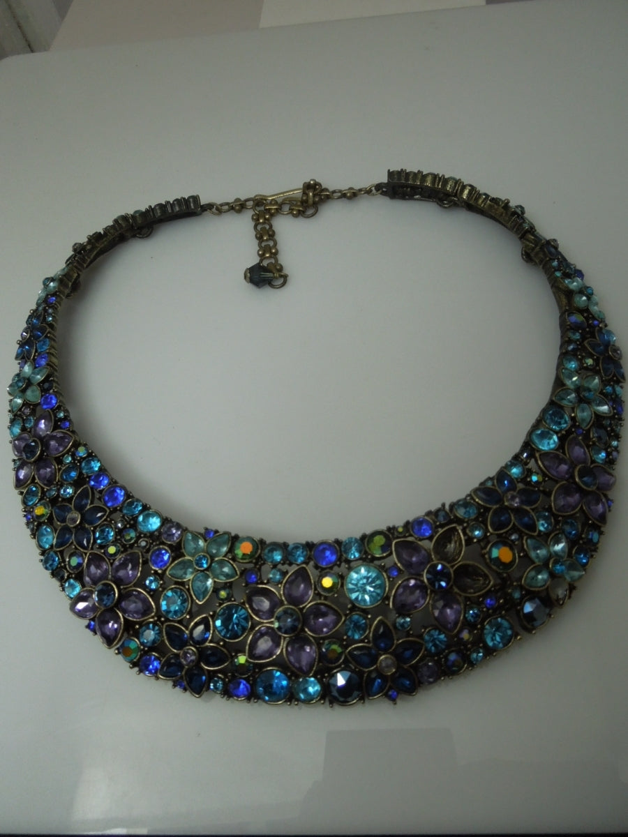 q249 Beautiful Heidi Daus 20" Multi Color Crystal Flower Design Collar Necklace For Women