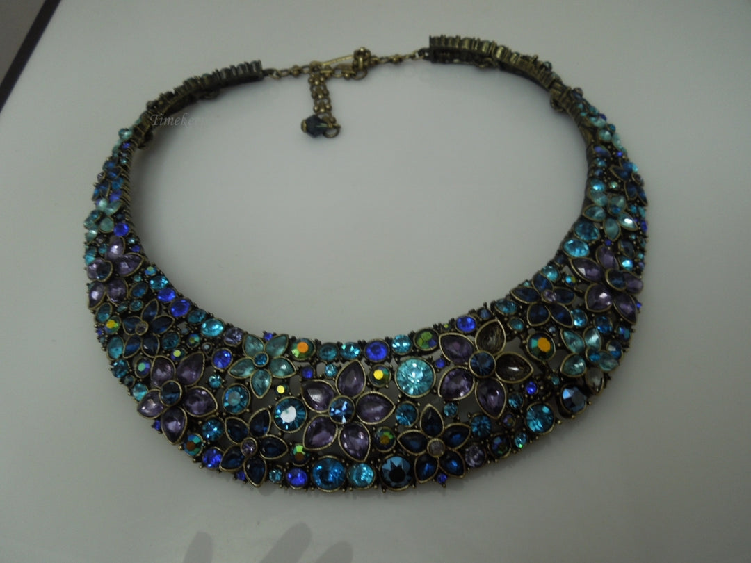 q249 Beautiful Heidi Daus 20" Multi Color Crystal Flower Design Collar Necklace For Women