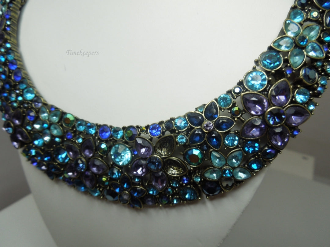 q249 Beautiful Heidi Daus 20" Multi Color Crystal Flower Design Collar Necklace For Women