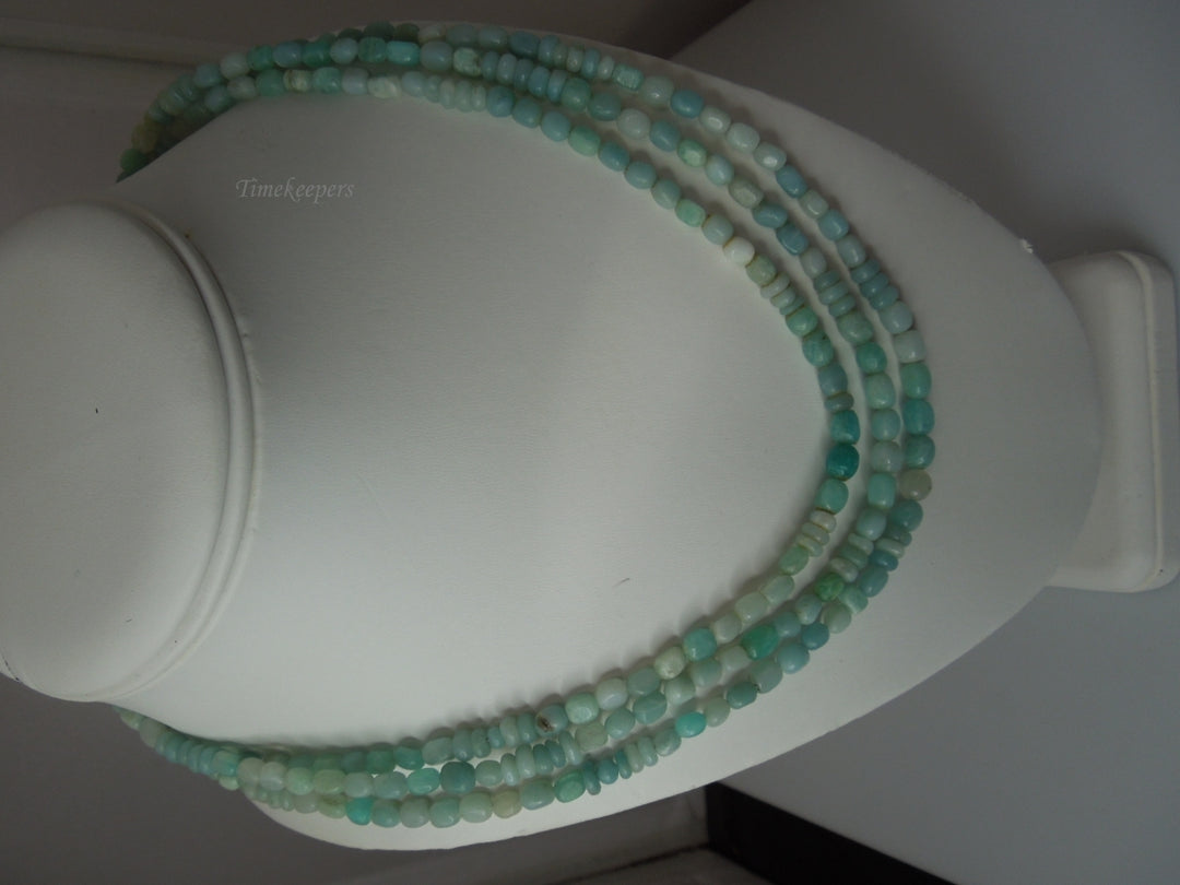 q257 Vintage 3-4MM Natural Larimar Faceted Beads Beaded Necklace 3 Strand