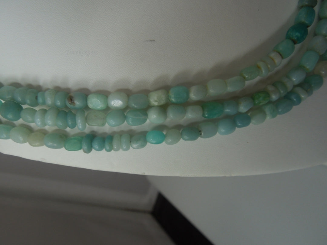 q257 Vintage 3-4MM Natural Larimar Faceted Beads Beaded Necklace 3 Strand