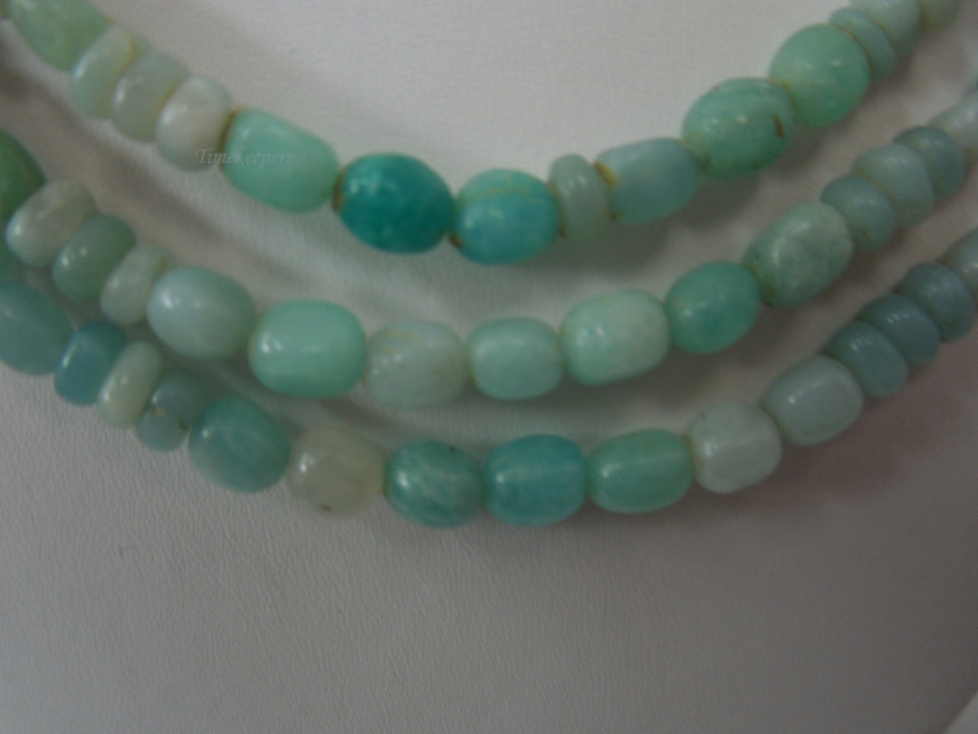 q257 Vintage 3-4MM Natural Larimar Faceted Beads Beaded Necklace 3 Strand