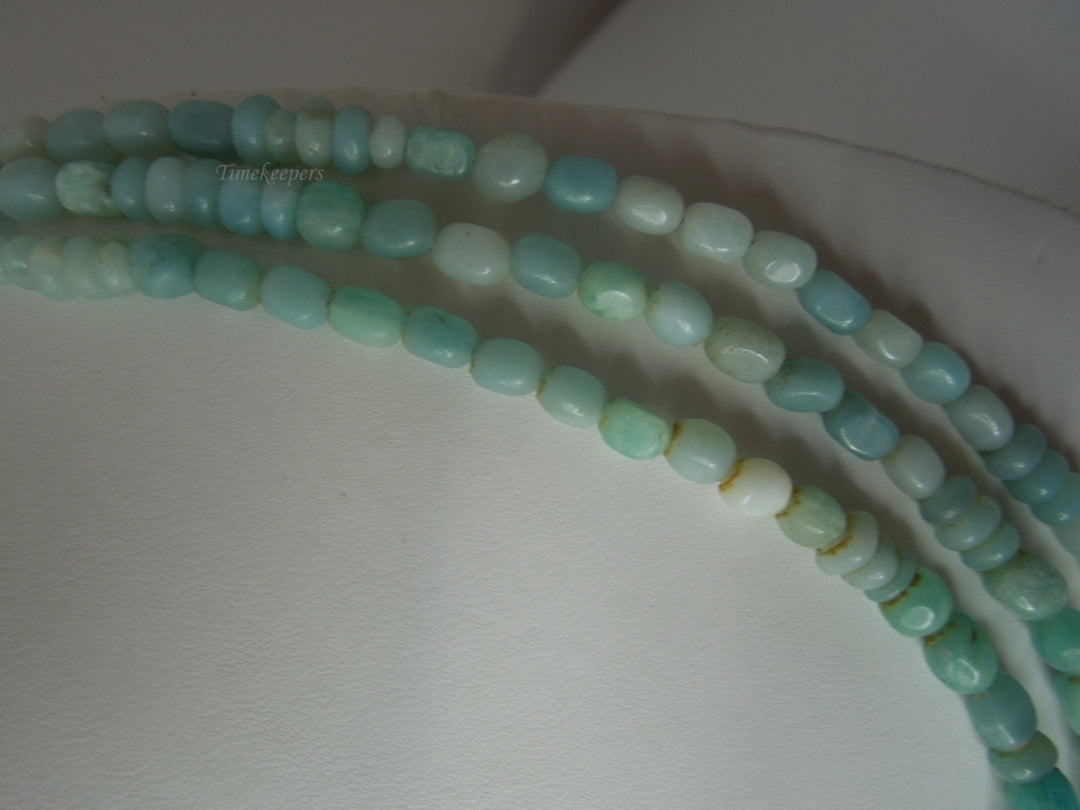 q257 Vintage 3-4MM Natural Larimar Faceted Beads Beaded Necklace 3 Strand