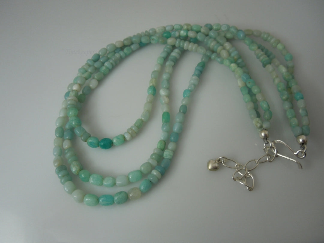 q257 Vintage 3-4MM Natural Larimar Faceted Beads Beaded Necklace 3 Strand