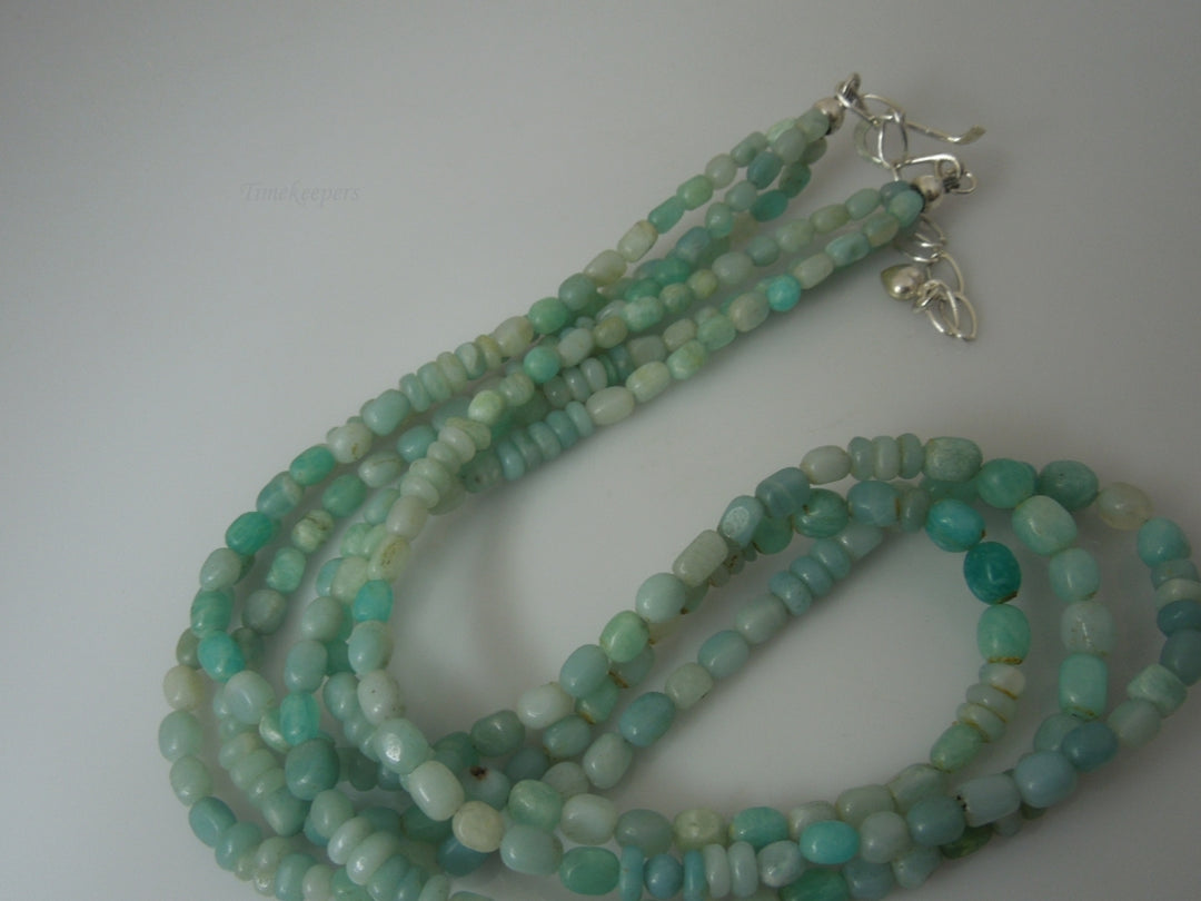 q257 Vintage 3-4MM Natural Larimar Faceted Beads Beaded Necklace 3 Strand