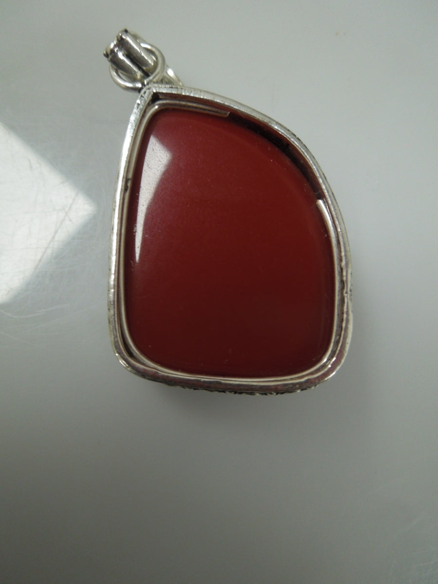 r529 Sterling Silver Carnelian Natural Stone Pendant