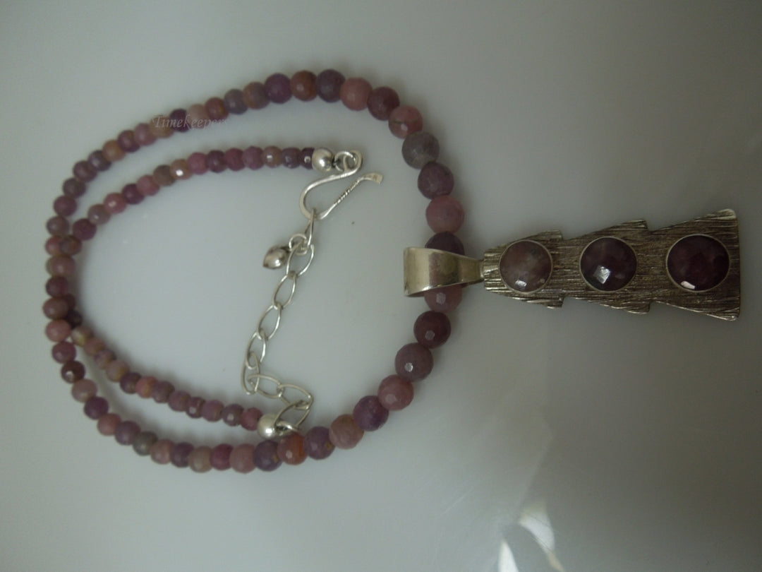 q274 Vintage Rhodochrosite Beads Sterling Silver Clasps Necklace 18"