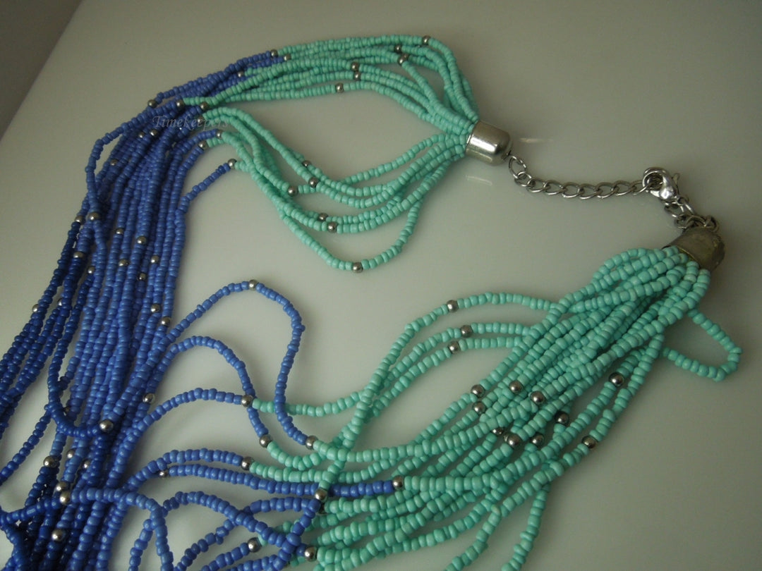 q278 Beautiful Indian 3 Color Beads Multi Strands Necklace