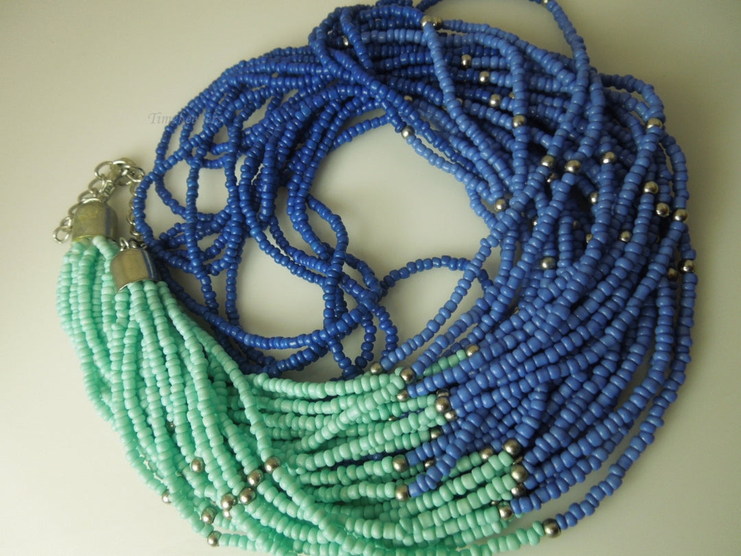 q278 Beautiful Indian 3 Color Beads Multi Strands Necklace