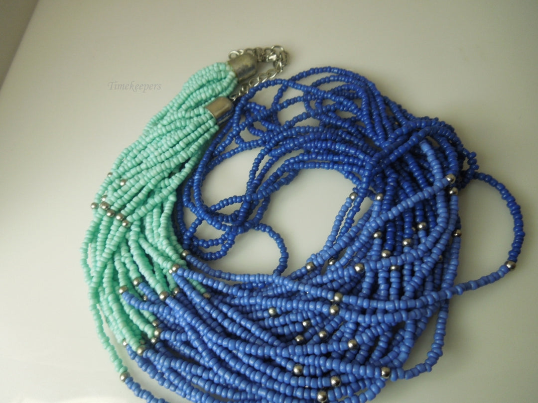 q278 Beautiful Indian 3 Color Beads Multi Strands Necklace