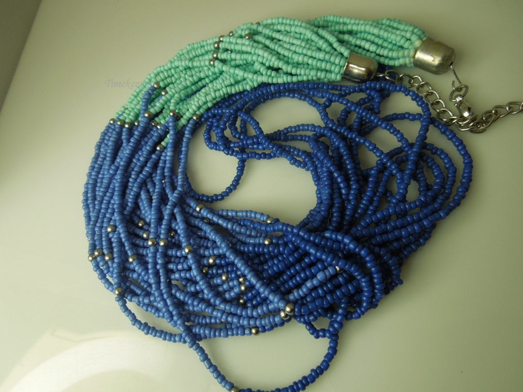 q278 Beautiful Indian 3 Color Beads Multi Strands Necklace