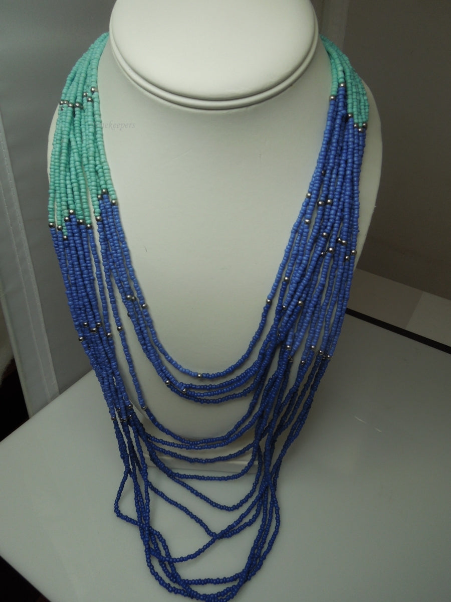 q278 Beautiful Indian 3 Color Beads Multi Strands Necklace