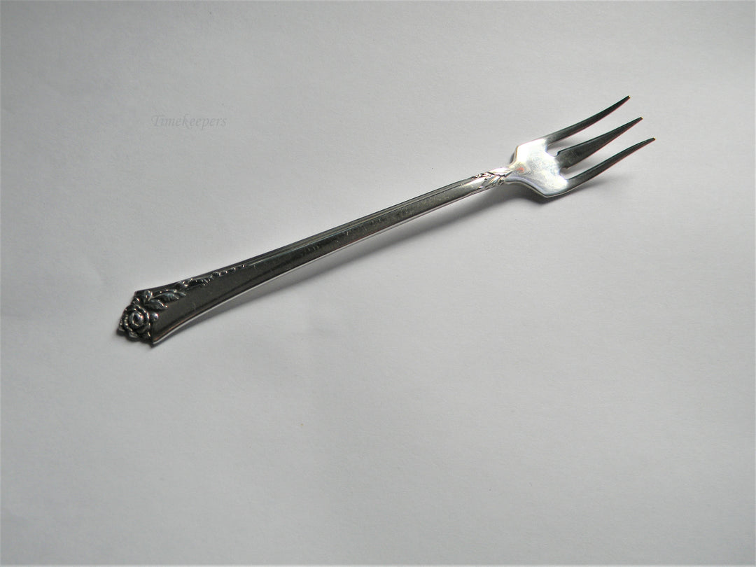 j565 Vintage Heirloom Sterling Cocktail Fork Damask Rose