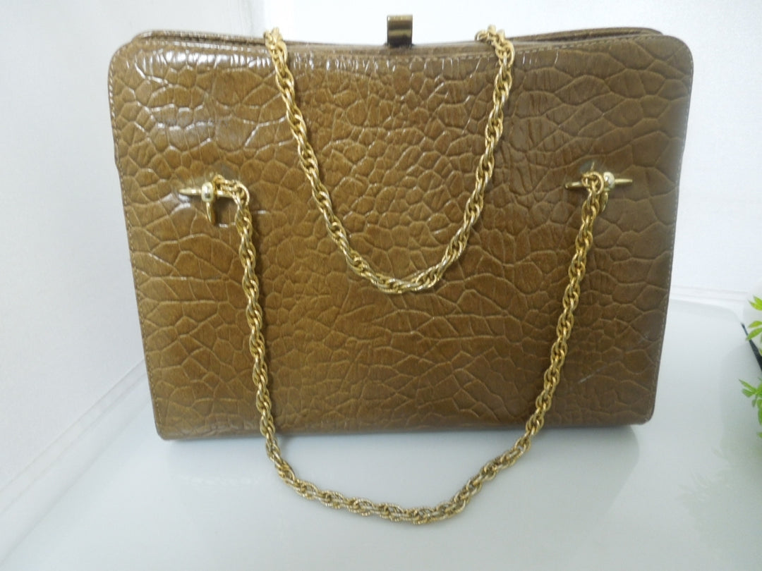 r557 Women Handbag Medium Size Snake Skin pattern embossed