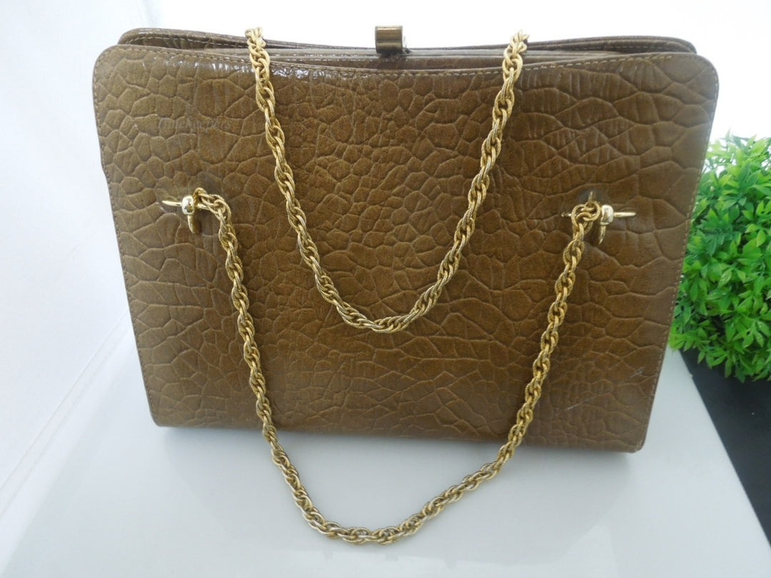 r557 Women Handbag Medium Size Snake Skin pattern embossed