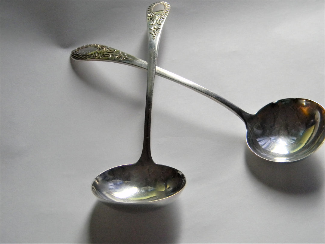 j571 Vintage- Set of (2) Sterling Silver Cream/ Sauce Ladles