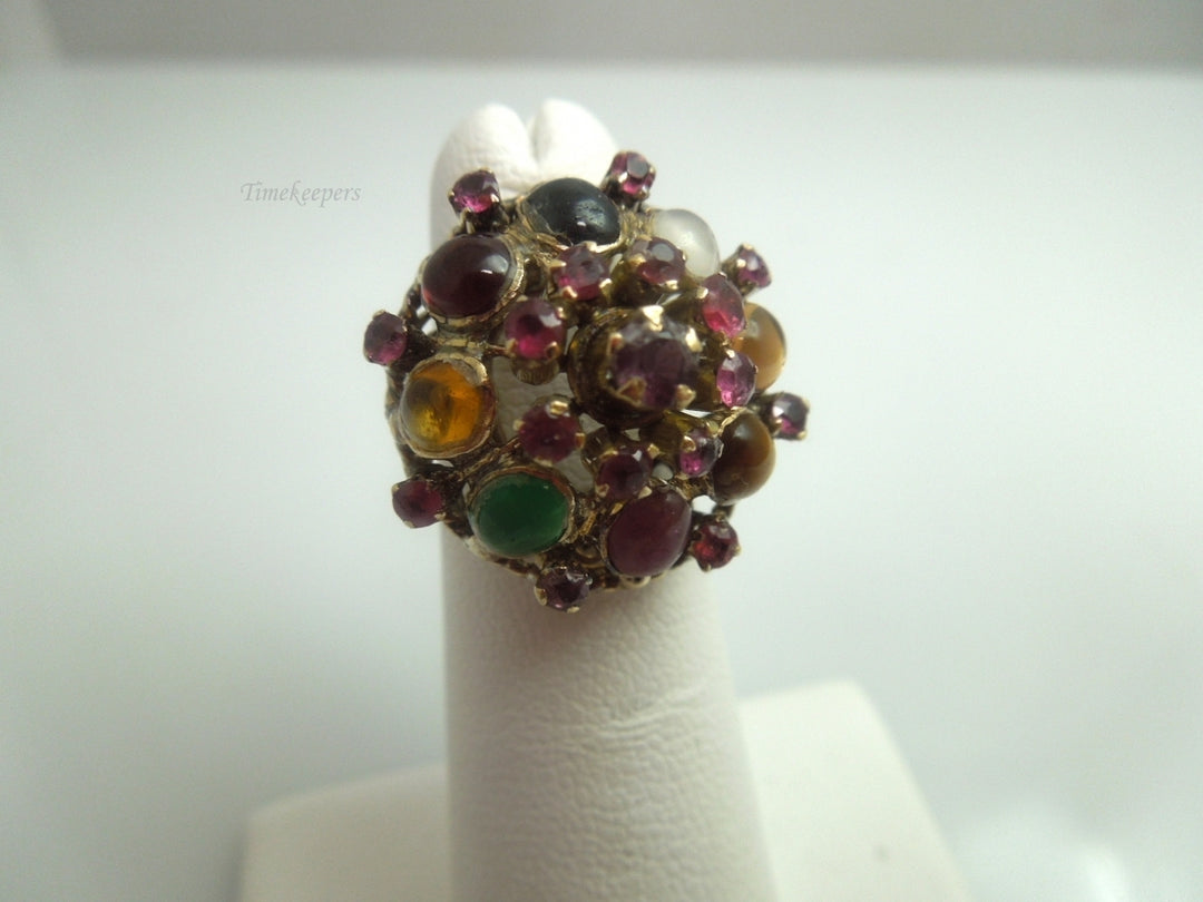 k603 Ladies Vintage Multi-Gemstone Ring set in 14kt Yellow Gold