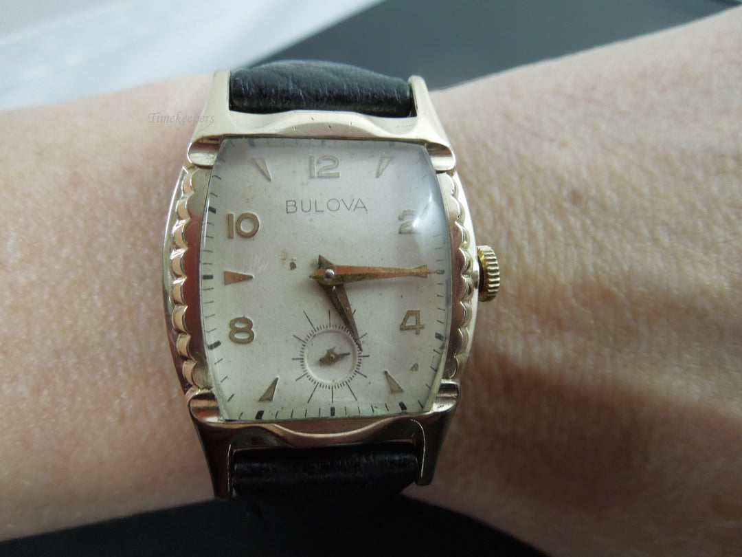 g357 Elegant Bulova Watch 14kt RGP w/Genuine Leather Band