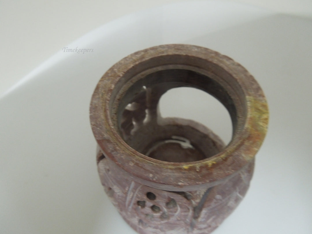 r643 Vintage Soapstone Hand Carved Tea light Holder