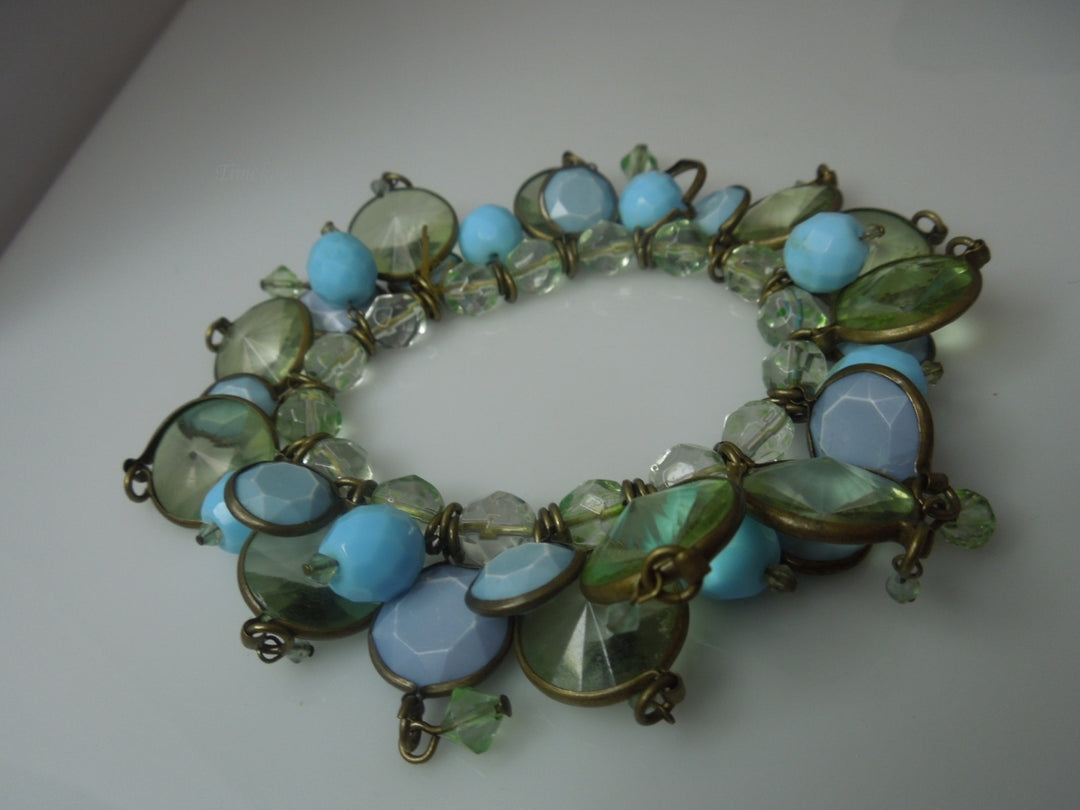 q348 Vintage Elastic Pretty Beaded Bracelet