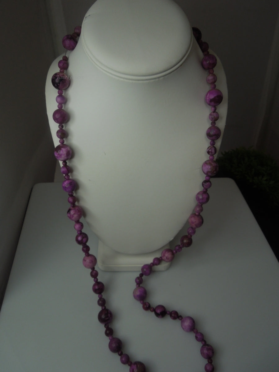 q340 Pretty DIY Agate Beads Long Necklace 36" with Sterling Silver Clasp