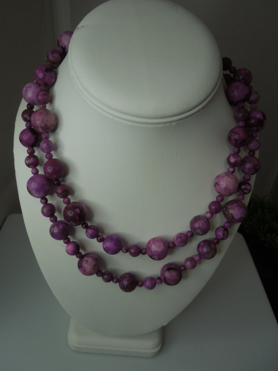 q340 Pretty DIY Agate Beads Long Necklace 36" with Sterling Silver Clasp