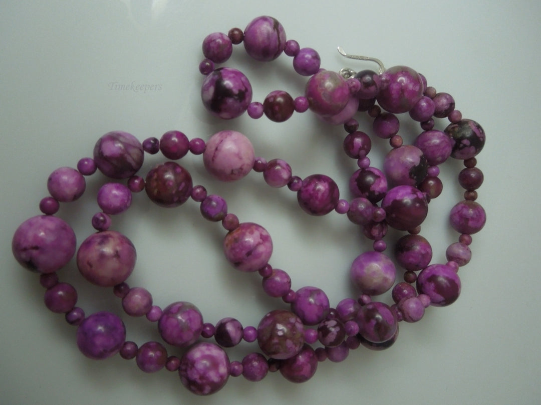 q340 Pretty DIY Agate Beads Long Necklace 36" with Sterling Silver Clasp