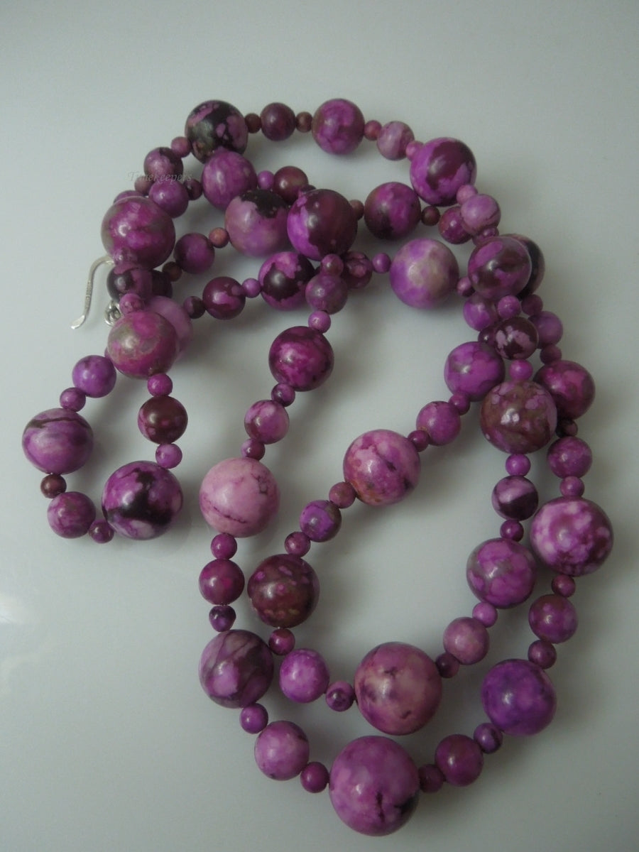 q340 Pretty DIY Agate Beads Long Necklace 36" with Sterling Silver Clasp