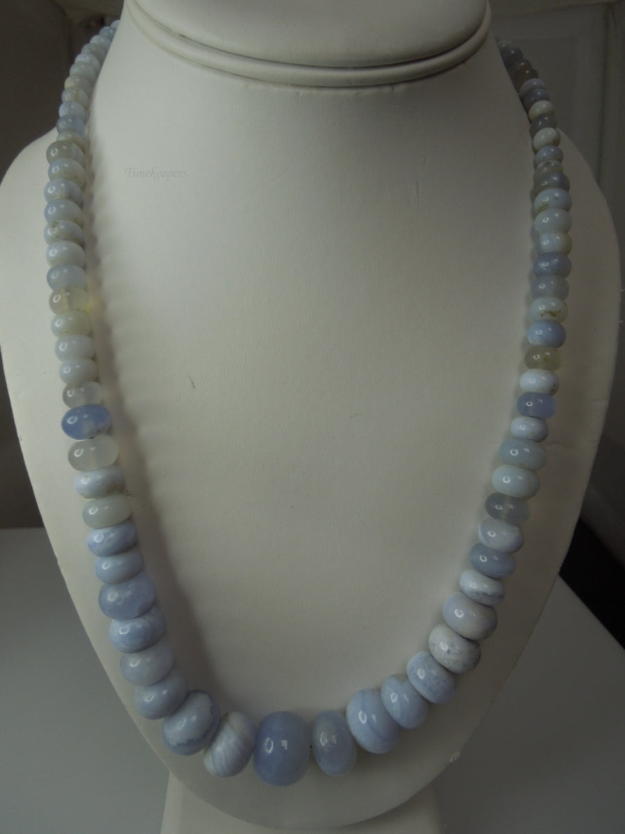 q339 Pretty Blue Lace Agate Beads Necklace For Women with Sterling Silver Clasp