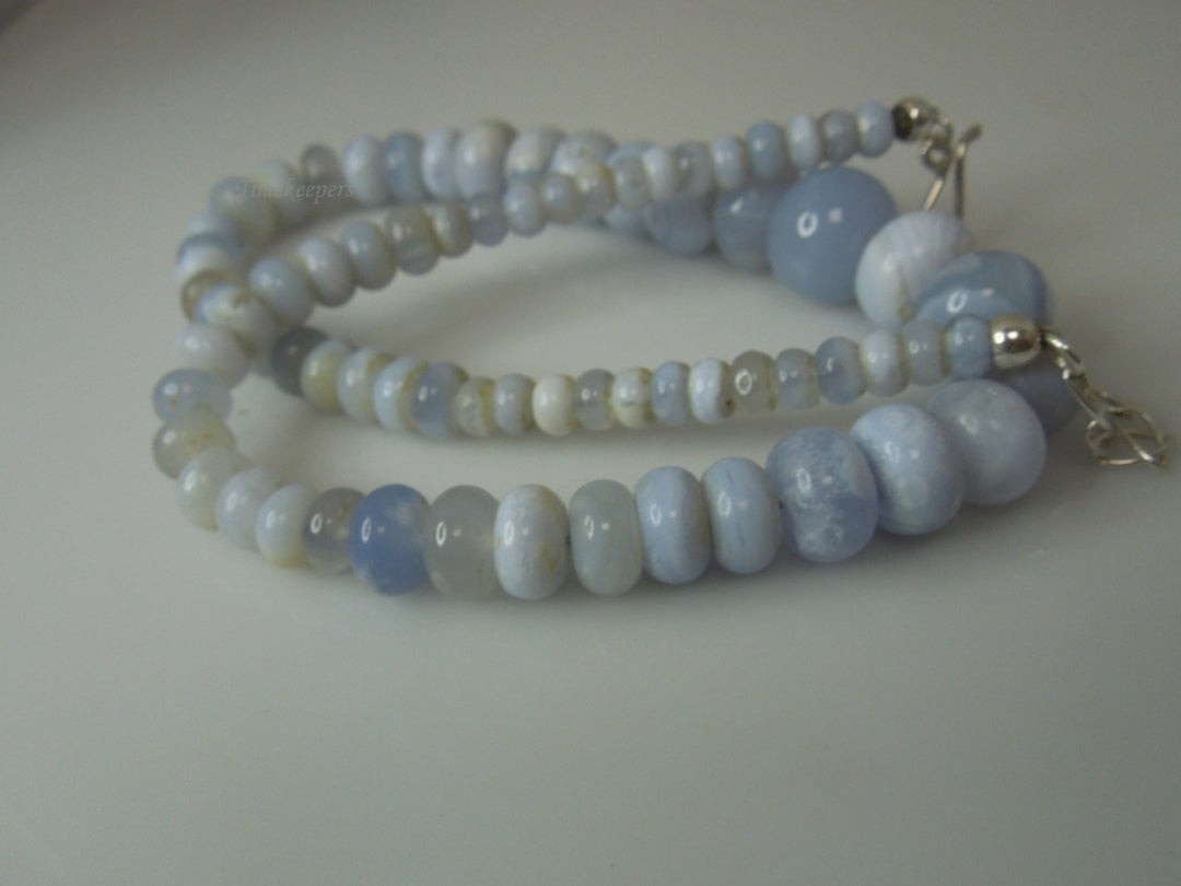 q339 Pretty Blue Lace Agate Beads Necklace For Women with Sterling Silver Clasp