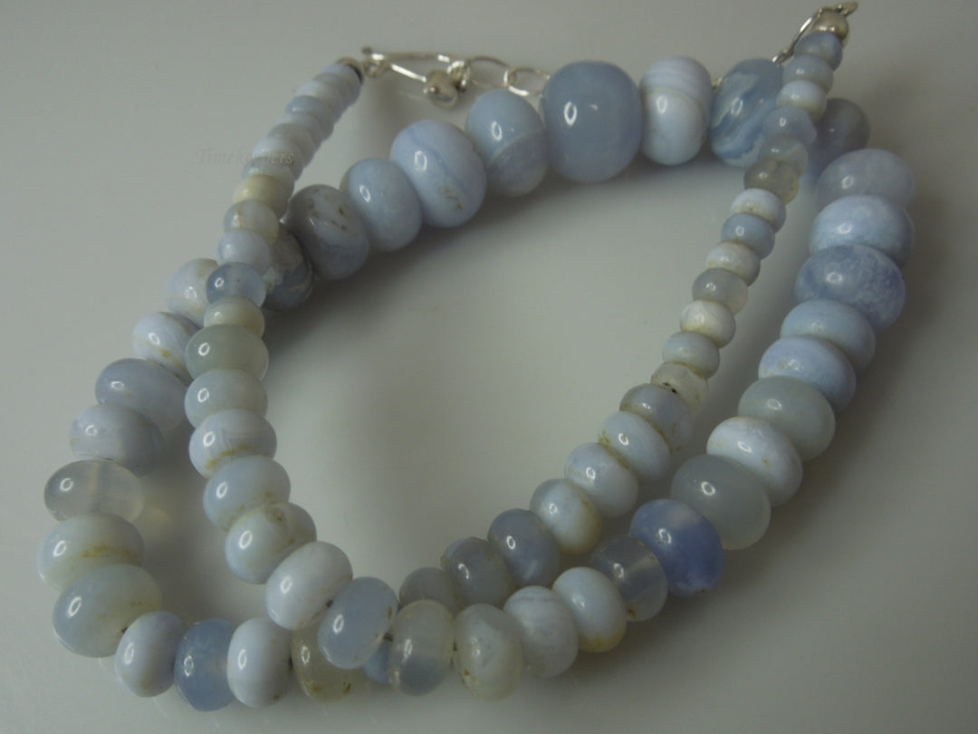 q339 Pretty Blue Lace Agate Beads Necklace For Women with Sterling Silver Clasp